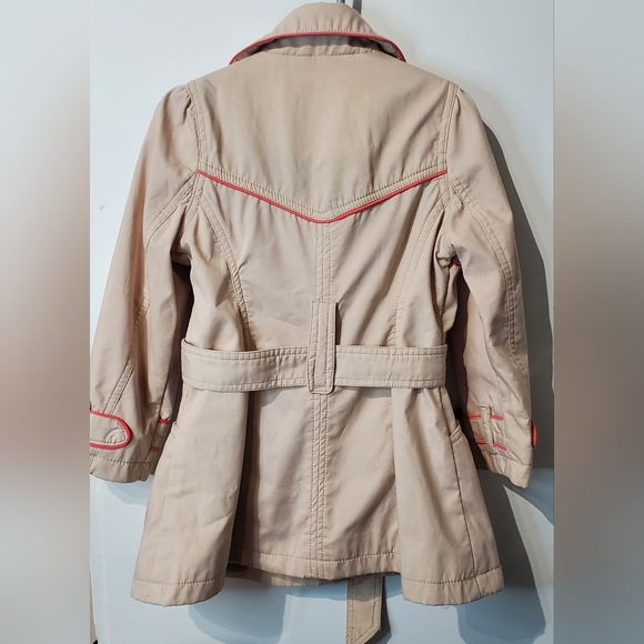 Kids Beige Trench Coat with Red‎ Trim - Picture 3 of 9